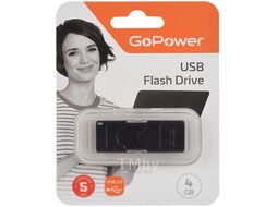 Usb flash накопитель GoPower Slider 4GB USB2.0 / 00-00025961 (черный матовый)