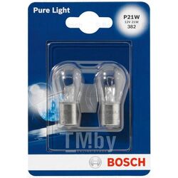 Комплект ламп накаливания блистер 2шт P21W 12V 21W BA15s Pure Light (стандартные характеристики) BOSCH 1987301017