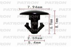 Клипса пластмассовая Infiniti,Nissan применяемость: кузов - уплотнитель PATRON P37-1101