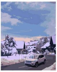 Набор для рисования по номерам, картина 41х50 см "Зимнее утро" (основа на карт, краски, кисть) LORI Кпн-219