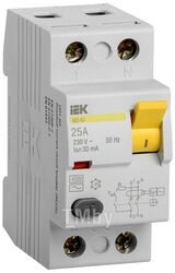 Выключатель дифф. тока IEK ВД1-63 MDV10-2-025-030 25A 30мА AC 2П 230В 2мод белый