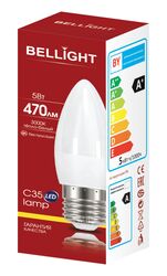 Лампа светодиодная С35 5Вт Е27 3000К LED Bellight