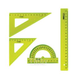 Набор геометр. средний 4 предмета Neon (линейка 20см+ транспортир+ 2 треугольника) Стамм НГ04