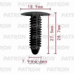 Клипса пластмассовая (комплект 10шт) GM применяемость: внутренняя отделка PATRON P37-0154S