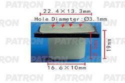 Клипса пластмассовая GM ,FORD применяемость: держатель молдинга порога PATRON P37-1900