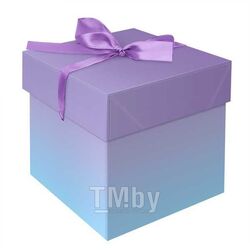 Коробка подарочная складная "Duotone. Blue-Lilac gradient", (15*15*15см), с лентой Meshu MS_54174