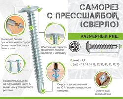 Саморез с п/ш пугов. SPS, сверло 4,2x41 (6000шт) EKT CV014036