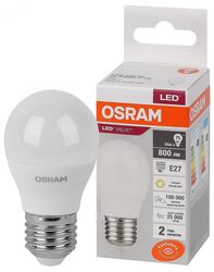 Лампа светодиодная Р75 7,5Вт Е27 3000К 4058075579897 LED Value OSRAM