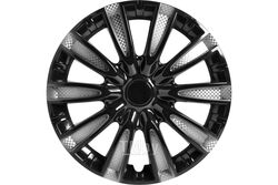 Колпак колесный 2 шт, 15 дюймов, Торнадо Т, серебристый/черный, карбон, для защиты колесных штампованных дисков AIRLINE AWCC-15-10