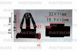 Клипса пластмассовая Chrysler применяемость: бампер PATRON P37-1228