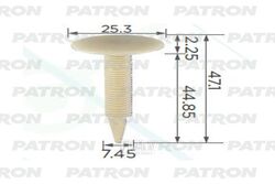 Клипса пластмассовая Chrysler применяемость: крепление бампера PATRON P37-2412