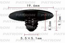 Клипса пластмассовая Ford,Mazda применяемость: капот, внутренняя отделка PATRON P37-0991