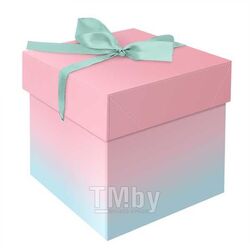 Коробка подарочная складная "Duotone. Mint-Pink gradient", (15*15*15см), с лентой Meshu MS_54170
