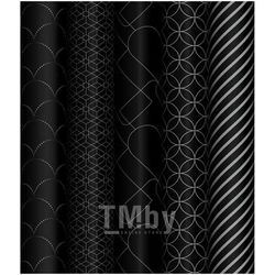 Бумага подарочная 70*100см, "Pattern on black" в рулонах, 80 г/м2, 1 лист, глянцевая, 5 дизайнов Meshu MS_53487