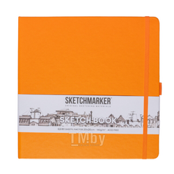 Скетчбук 20*20 см, 140 г/м2, 80 л., оранжевый неон Sketchmarker 23148045SM