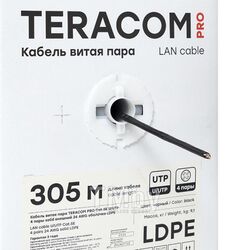 Кабель витая пара TERACOM PRO Cat.5E U/UTP 4 пары solid внешний 24AWG оболочка LDPE цвет черный EKF TRP-5EUTP-04PE-BK-OUT3