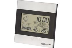 Метеостанция комнатная "Климат 2" горизонтальная, термометр, гигрометр, будильник, серебро, TDM SQ4006-0002