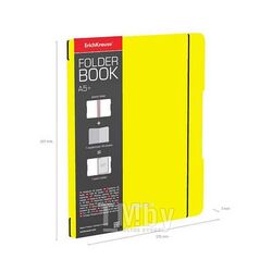 Тетрадь А5+ 48л клетка в съемной пластиковой обложке "FolderBook Neon" желтый Erich Krause 56116