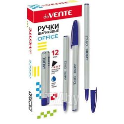 Ручка шариковая d=0.7 мм "Office", одноразовая, непрозр. серебристый корпус, игольчатый пишущий узе deVente 5073661