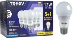 Набор ламп Tokov Electric 12Вт А60 6500К Е27 176-264В / Promo-A60-E27-12-6.5K (5+1шт)