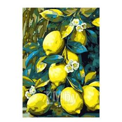 Набор для рисования по номерам, картина 20х28,5 см "Лимоны" (основа на карт, краски, кисть) LORI Кпн-285