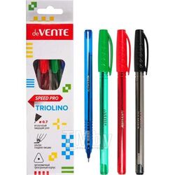 Ручки набор 04 цв. шариковые "Triolino Translucent", d=0,7 мм, трехгранный корпус, карт.кор deVente 5073108