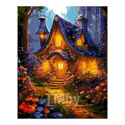 Набор для рисования по номерам, картина 41х50 см "Сказочный дом" (основа на карт, краски, кисть) LORI Кпн-365