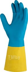 Перчатки К80 Щ50 неопреновые хозяйственно - промышленные, р-р 7/S, желто-голубые Jeta Safety JNE711-07-S