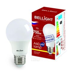 Лампа светодиодная А60 9Вт Е27 3000К LED Bellight
