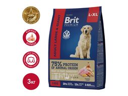 Корм сухой для взрослых собак крупных и гиганских пород с курицей Dog Adult Large and Giant, 3 кг Brit Premium 5049998