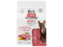 Сухой корм для взрослых привередливых кошек с индейкой и уткой Cat Adult Delicious Taste, 400 г Brit Care 5066070
