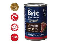 Консервы для взрослых собак всех пород с говядиной, 410 г Brit Premium 5051120