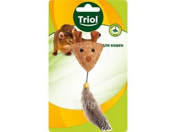 Игрушка для кошек из пробки "Мышка с перьями", 65/180мм Triol 22171046