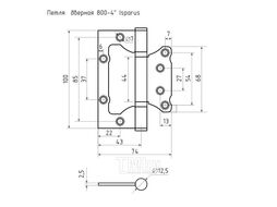 Петля накладная универсальная (2 шт) ISPARUS 800-4 FHP (черный) Нора-М