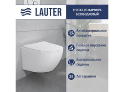 Унитаз подвесной с инсталляцией Lauter Sulzdorf (белый с микролифтом и кнопкой смыва 219703J сатин)
