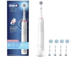 Электрическая зубная щетка Oral-B Pro 3 3000 Sensi Clean White + насадки Sensitive Clean 4шт