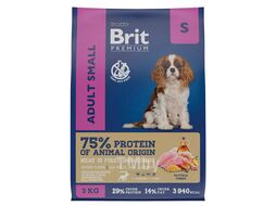 Корм сухой для взрослых собак мелких пород с курицей Dog Adult Small, 3 кг Brit Premium 5049905