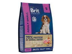 Корм сухой для взрослых собак мелких пород с курицей Dog Adult Small, 3 кг Brit Premium 5049905