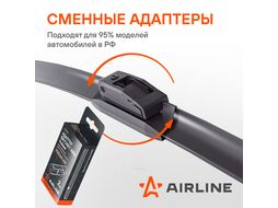 Щетка стеклоочистителя бескаркас PREMIUM 450мм (18 ) 5 адаптеров AIRLINE AWBP006
