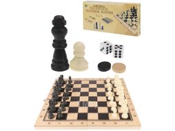 Набор настольных игр РЫЖИЙ КОТ Шахматы, шашки, нарды 3 в 1 / ИН-9463