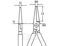 Длинногубцы, плоские рифлённые губки 50 мм, L-190 мм, хром., 2-комп. рукоятки Knipex 3015190