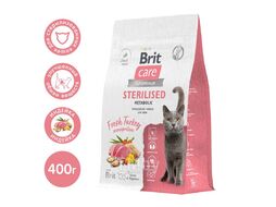 Сухой корм для улучшения метоболизма стерилизованных кошек с индейкой Cat Sterilised Metabolic, 400 г Brit Care 5066162