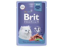 Пауч для котят с телятиной с морковью в желе, 85 г Brit Premium 5050116
