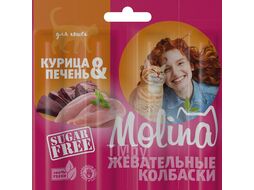 Жевательные колбаски для кошек из курицы и печени, 20 г Molina 2181