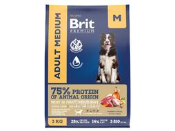 Корм сухой для взрослых собак средних пород с индейкой и телятиной Dog Adult Medium, 3 кг Brit Premium 5063161