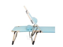 Шезлонг складной с подголовником+зонтик (670х1930мм, голубой) WMC TOOLS WMC-FG-HY-8007Z Blue