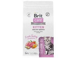 Сухой корм для котят, беременных и кормящих кошек с индейкой Cat Kitten Healthy Growth, 1,5 кг Brit Care 5066056