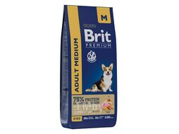 Корм сухой для взрослых собак средних пород с курицей Dog Adult Medium, 15 кг Brit Premium 5049967