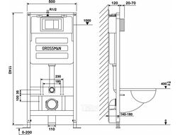Унитаз подвесной с инсталляцией Grossman GR-4455SQ+900.K31.01.000+700.K31.01.310.310