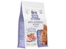 Сухой корм для выведения шерсти у кошек с белой рыбой и индейкой Cat Anti-Hairball, 400 г Brit Care 5066254